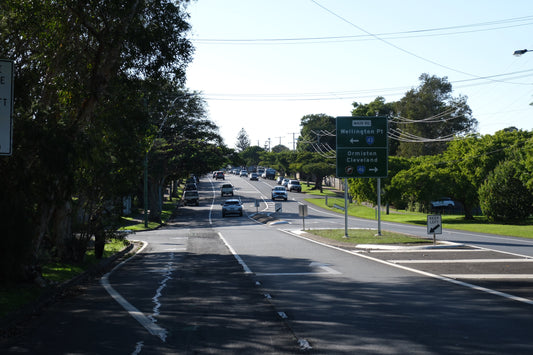 Outside the Wellington Point Cricket Club looking up towards Main Road