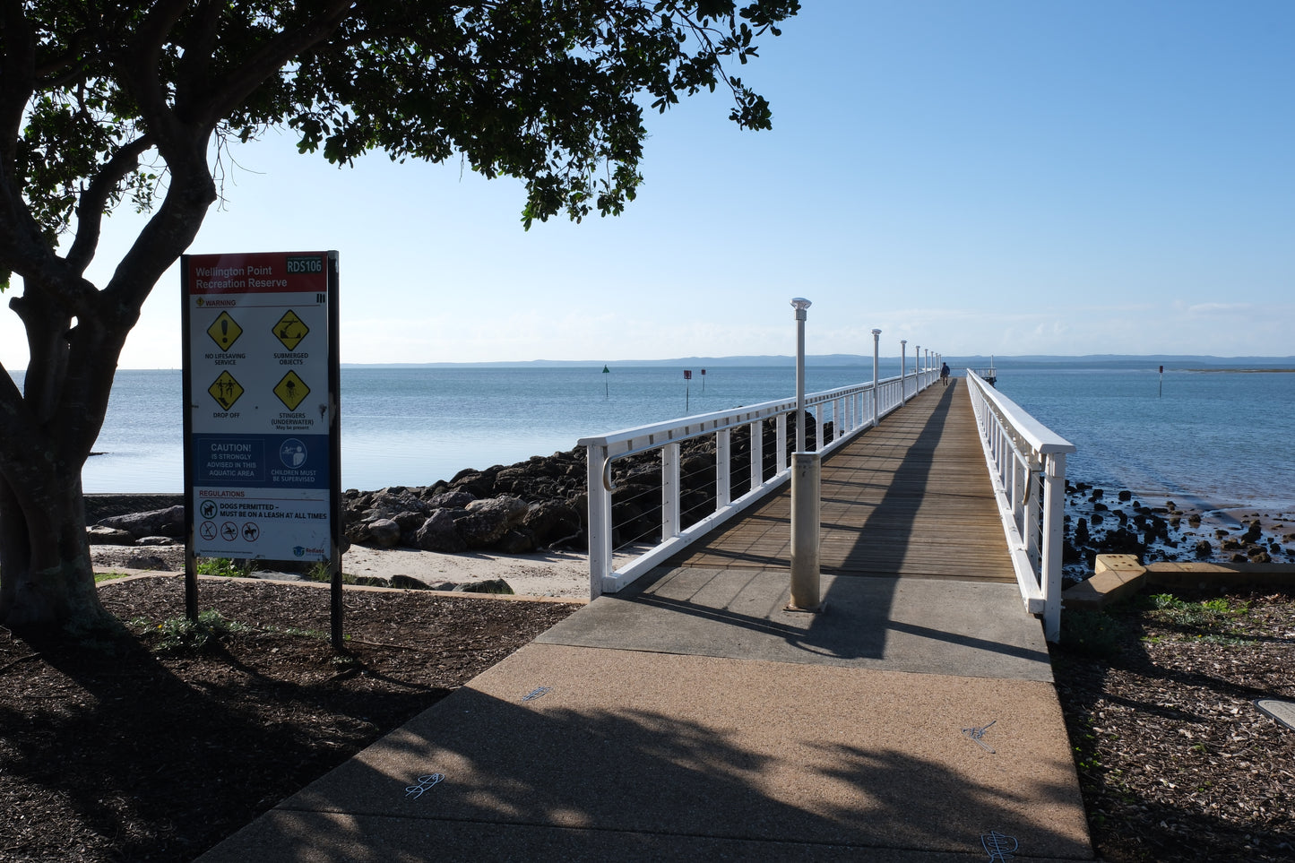 A beautiful Autumn day at Wellington Point looking out along the big jetty